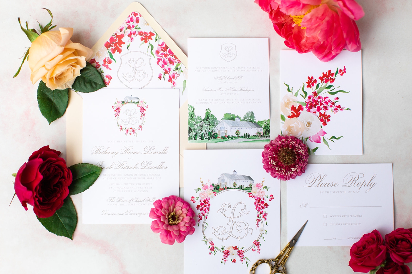 How to add your wedding flowers to your invitations