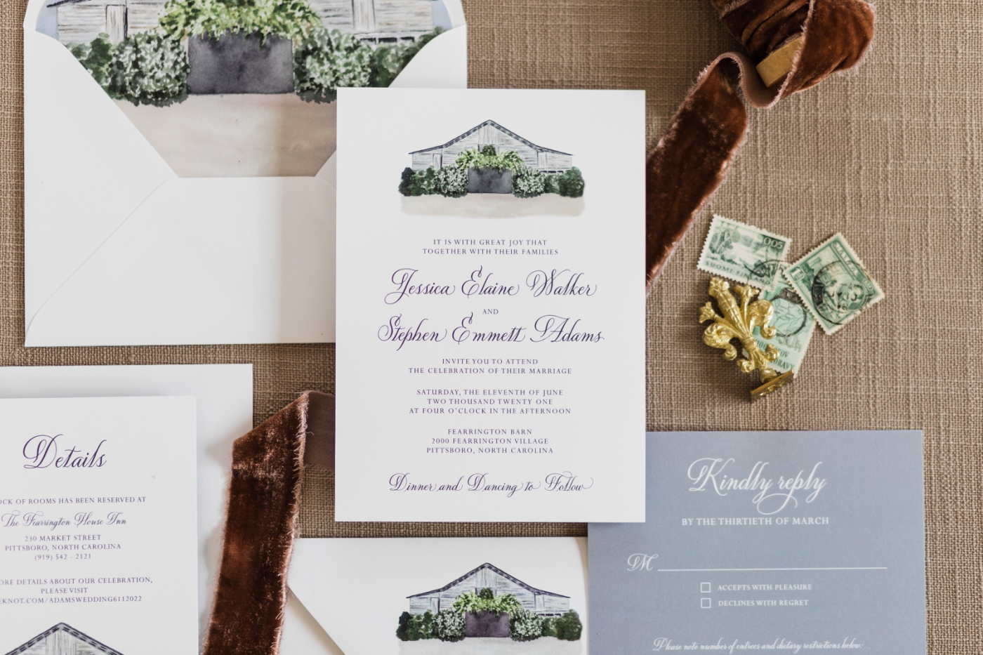 Watercolor wedding invitations