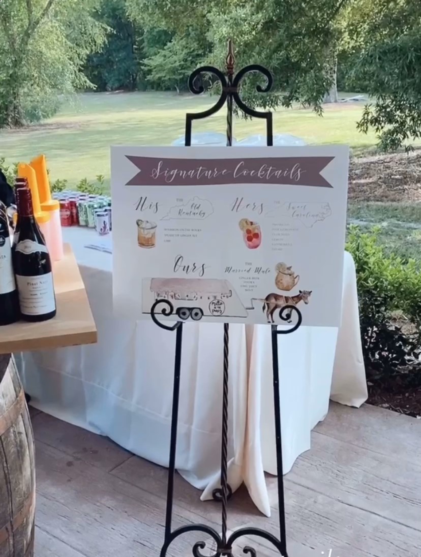 Hand-painted signature cocktail signage