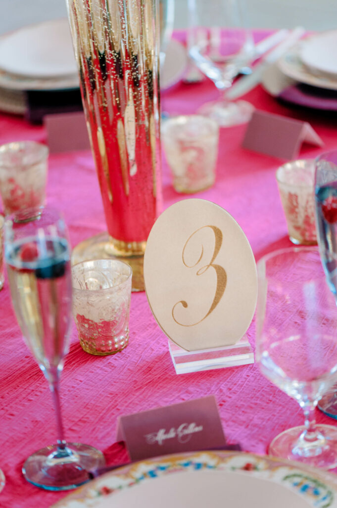 custom wooden table number in acrylic block