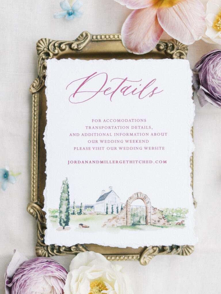 deckled edge paper finishing wedding invitation