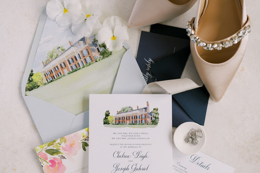 custom carolina inn wedding invitation suite