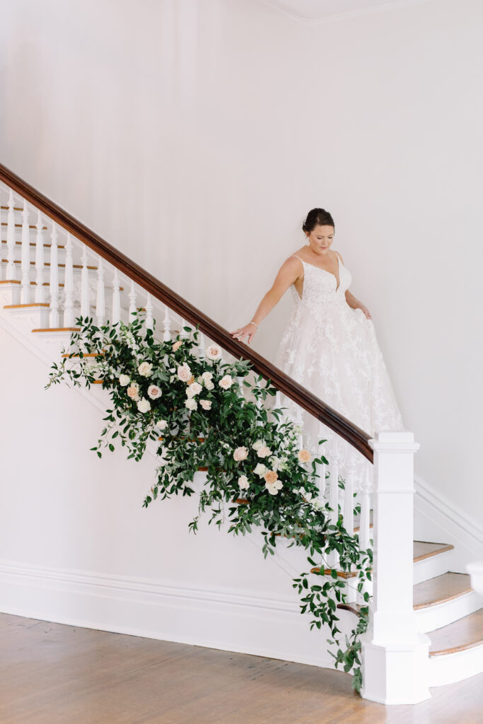 merrimon wynne bride coming down staircase