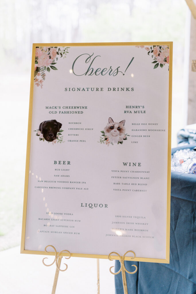 custom watercolor pet portrait bar menu