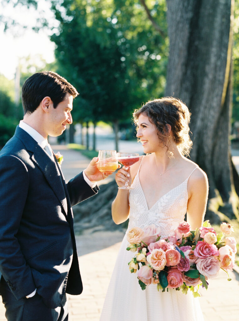 bride and groom cheers