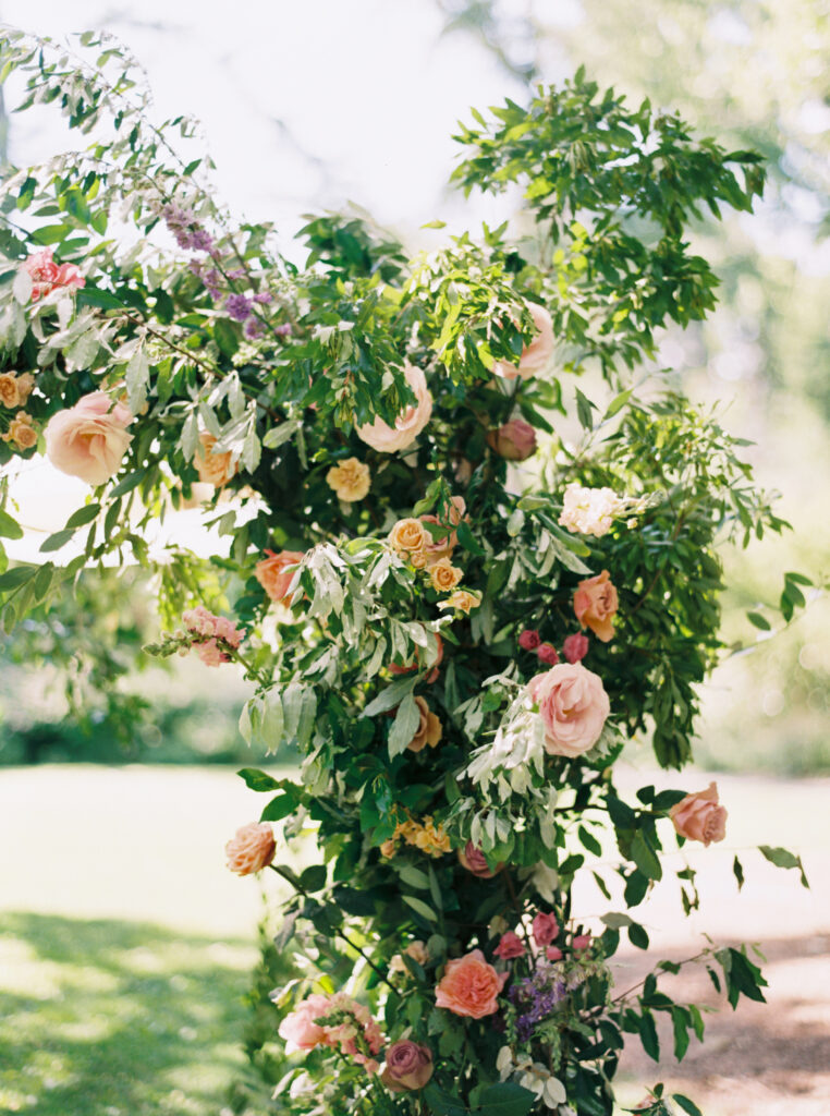 ceremony floral arch detail shot