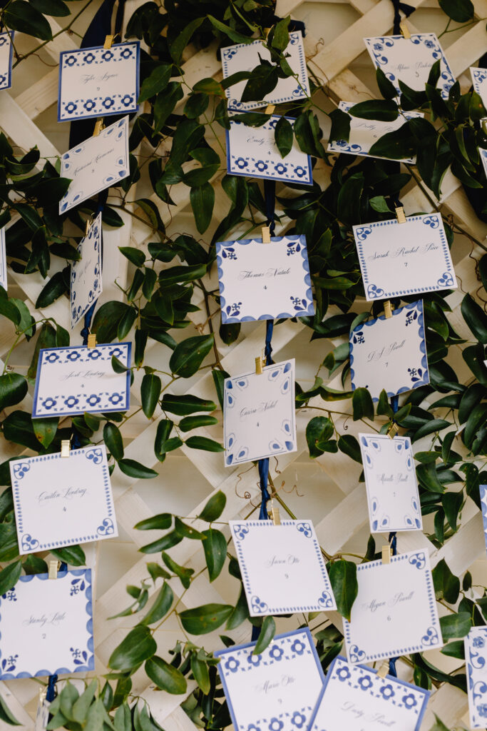 unique stationery paper tile place cards at wedding