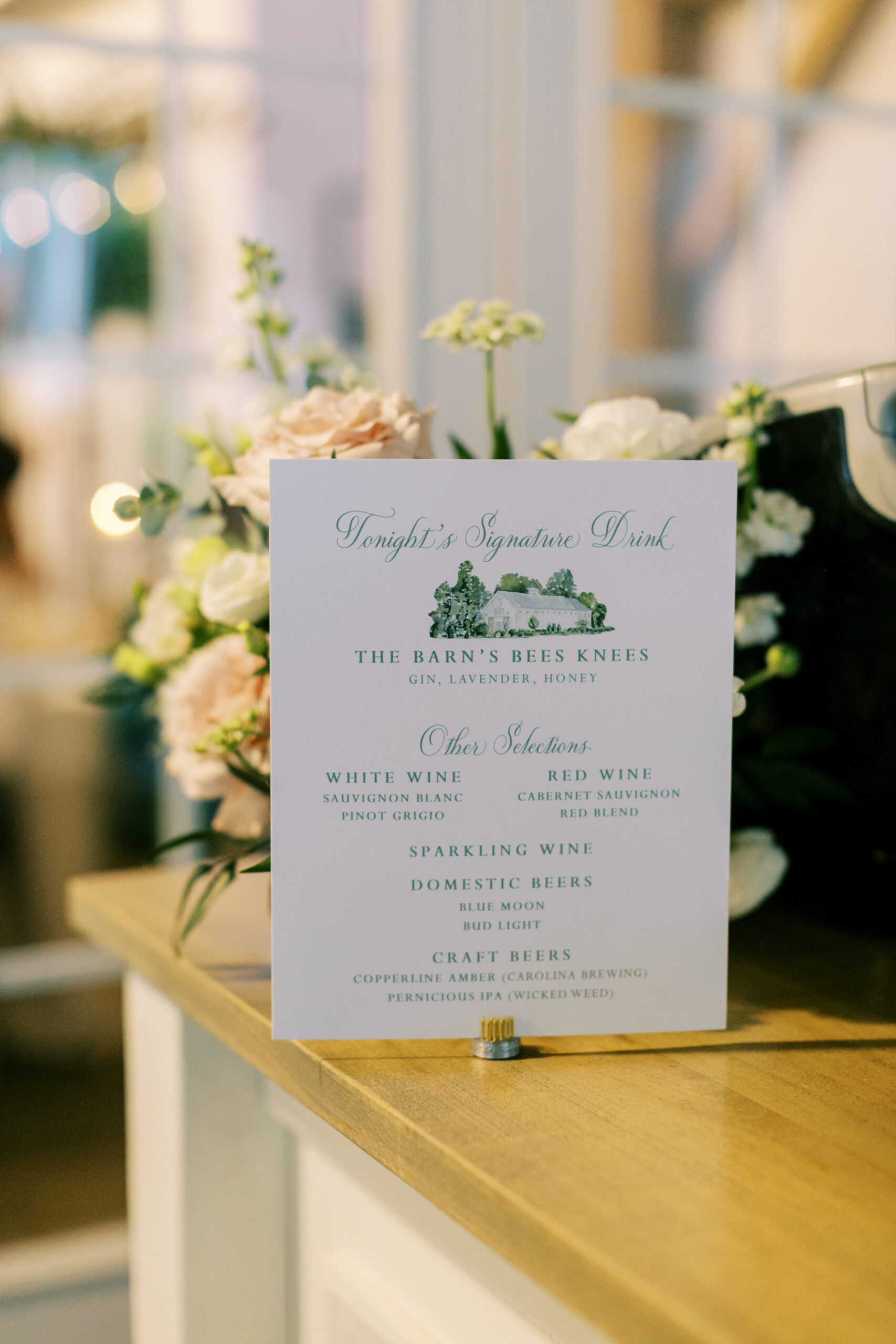 illustrated wedding bar menu