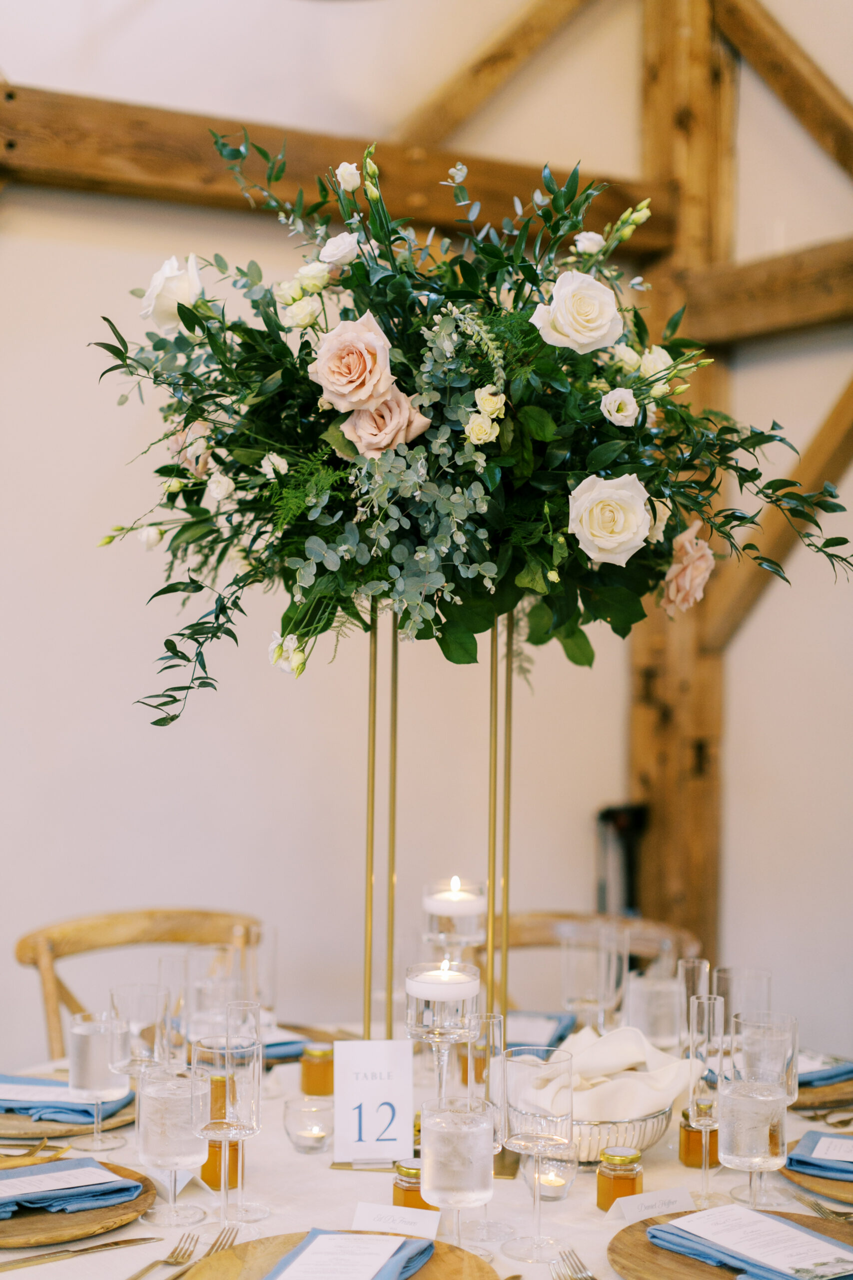 tall centerpiece with gold stand