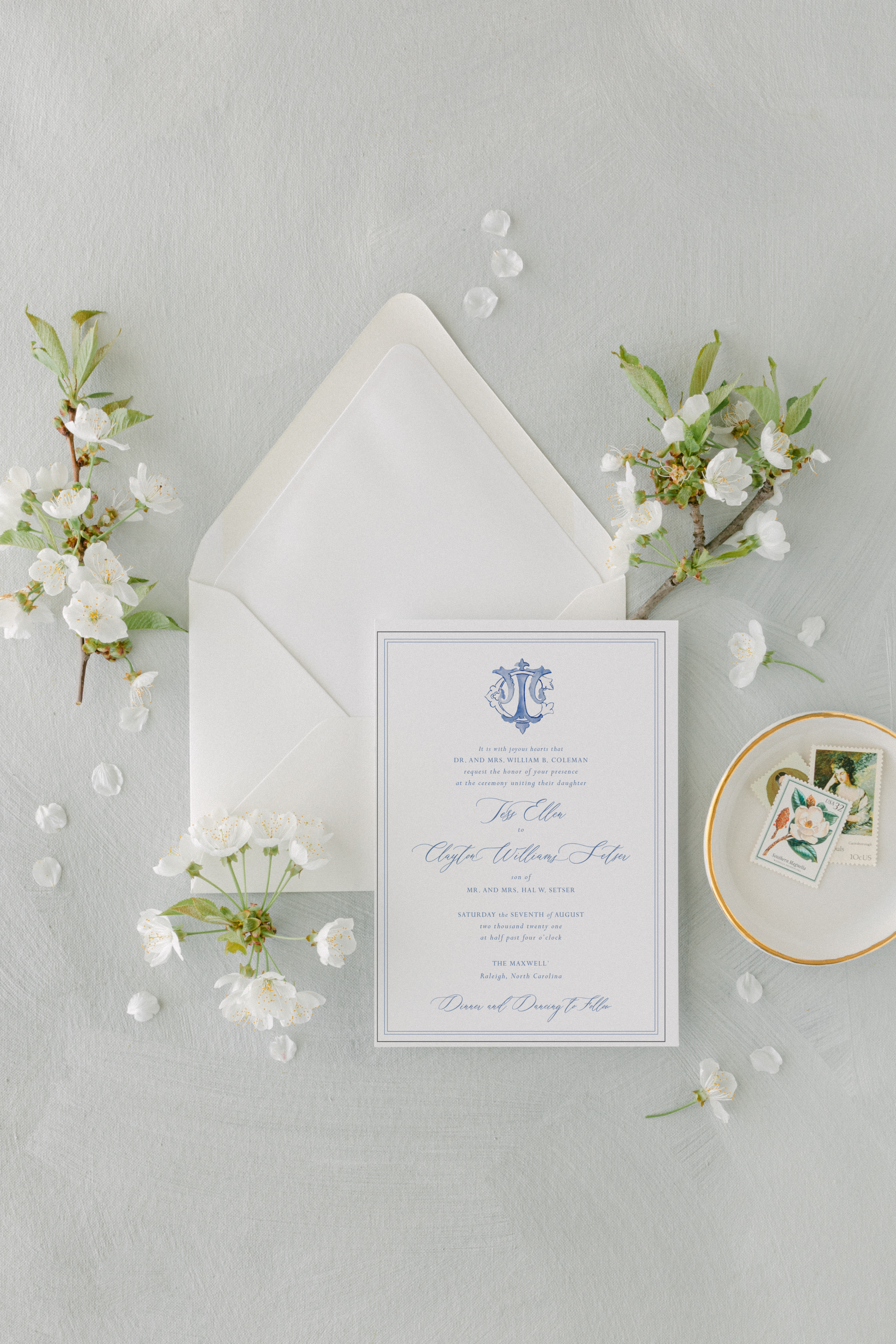 Ashley collection  monogram wedding invitations