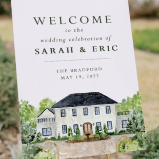 wedding venue welcome sign for the Bradford nc