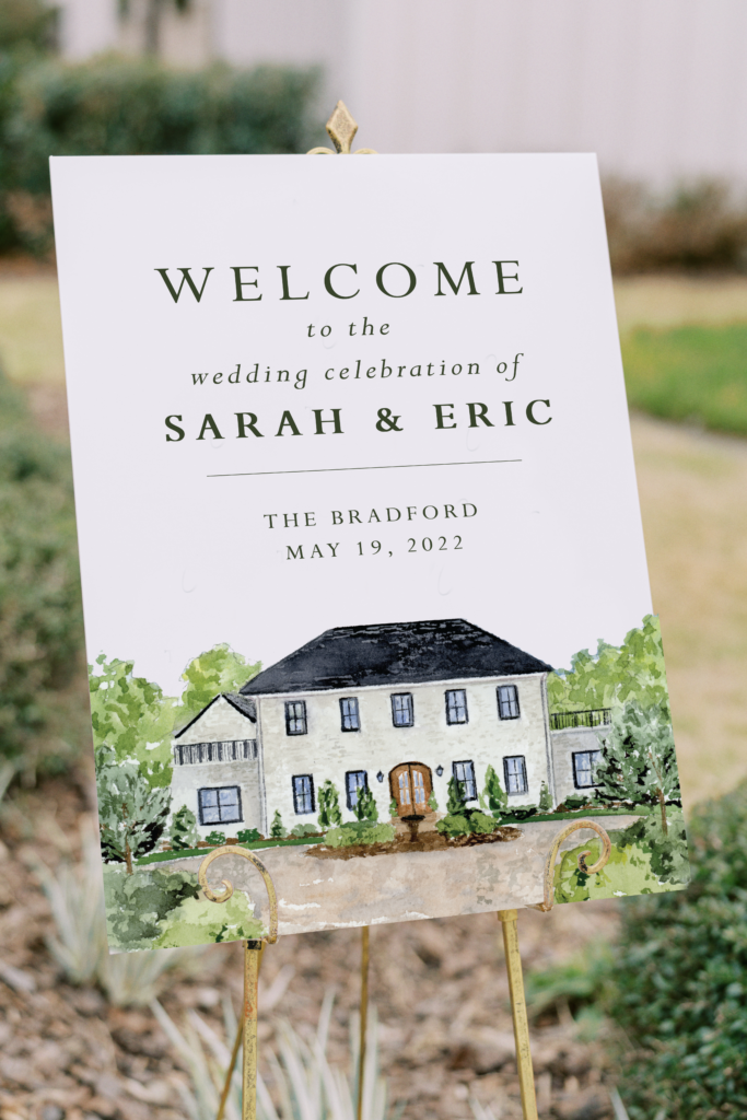 Personalised Illustrated Wedding Venue hot Welcome Sign