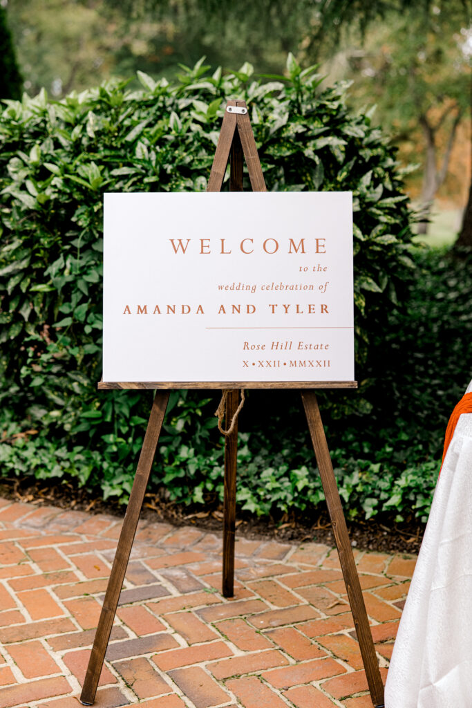 rust and cream wedding welcome sign 