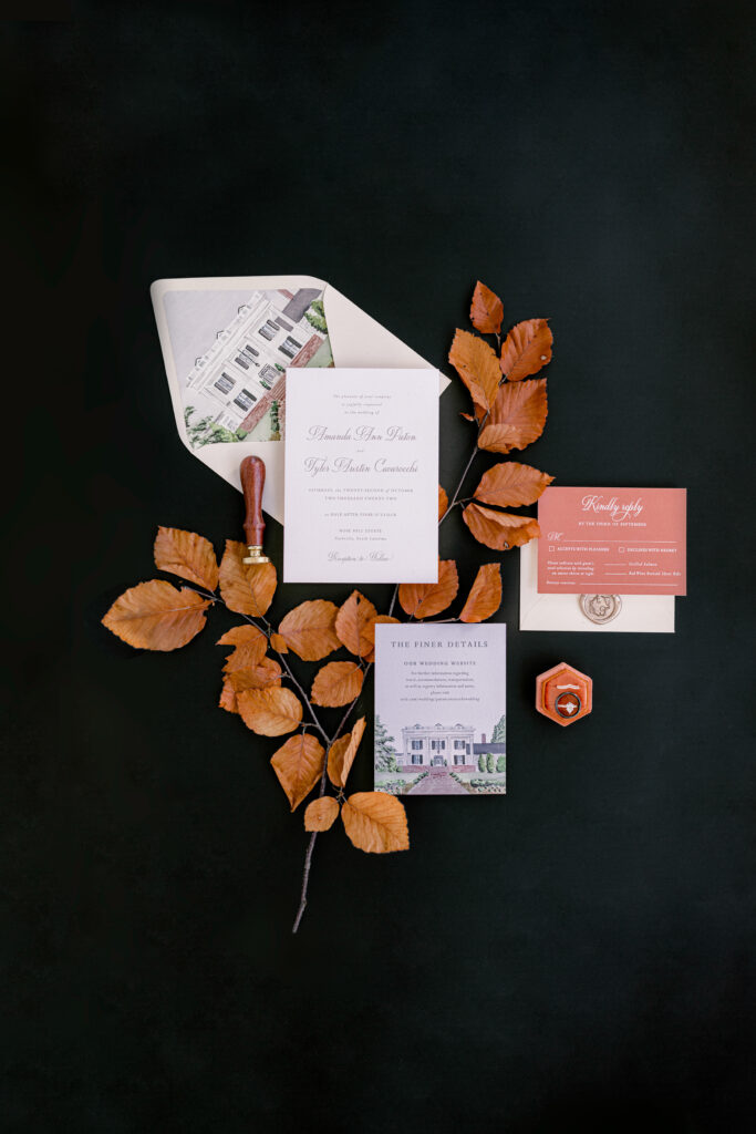 fall watercolor invitation suite at the Rose Hill Estate