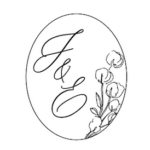 F and E initials on wax seal with flowers