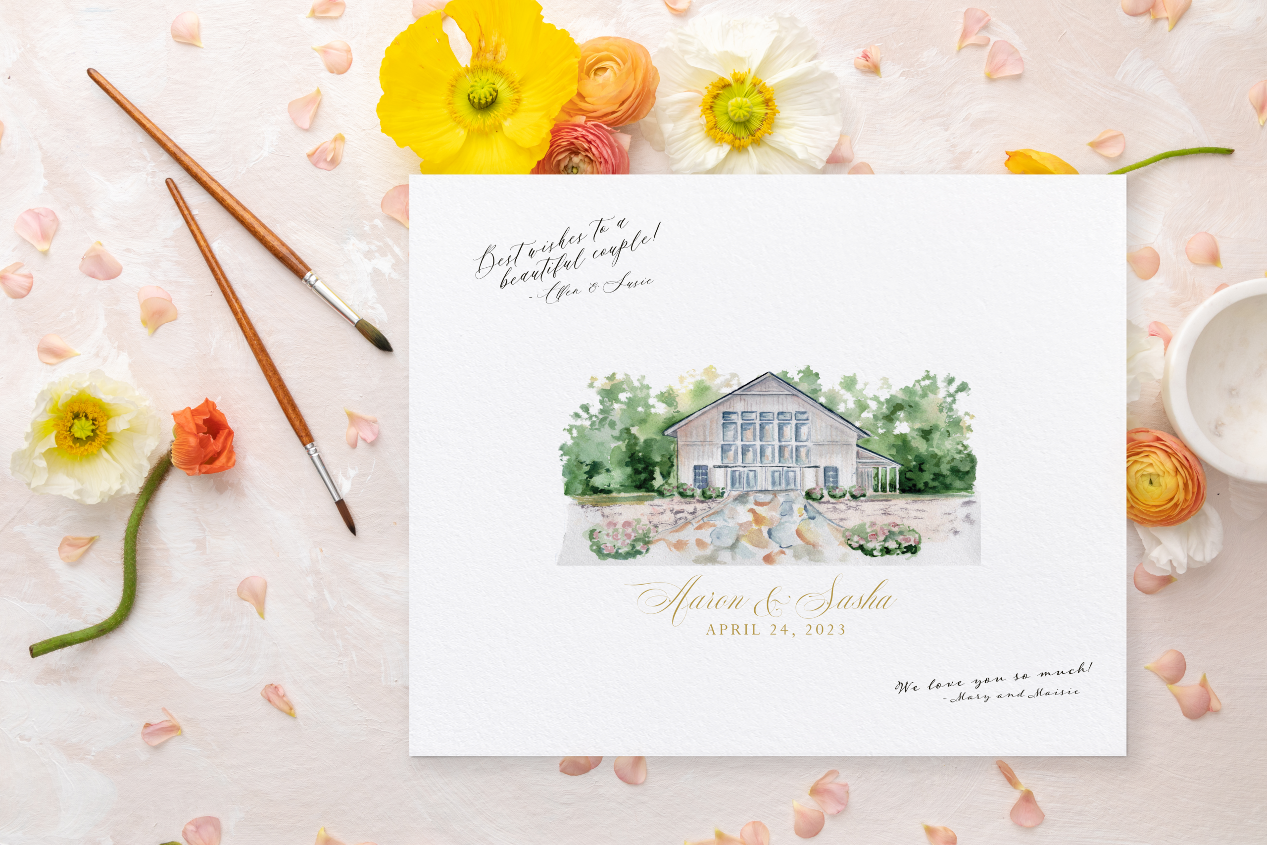 Watercolor Wedding Venue Guestbook Print | Ashley Triggiano Fine Art
