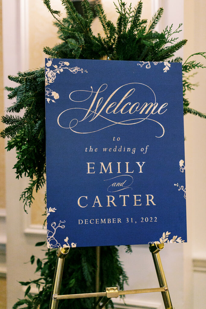 New Year's Eve wedding welcome sign