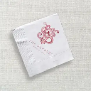 pink vs watercolor shuler studio monogram napkin