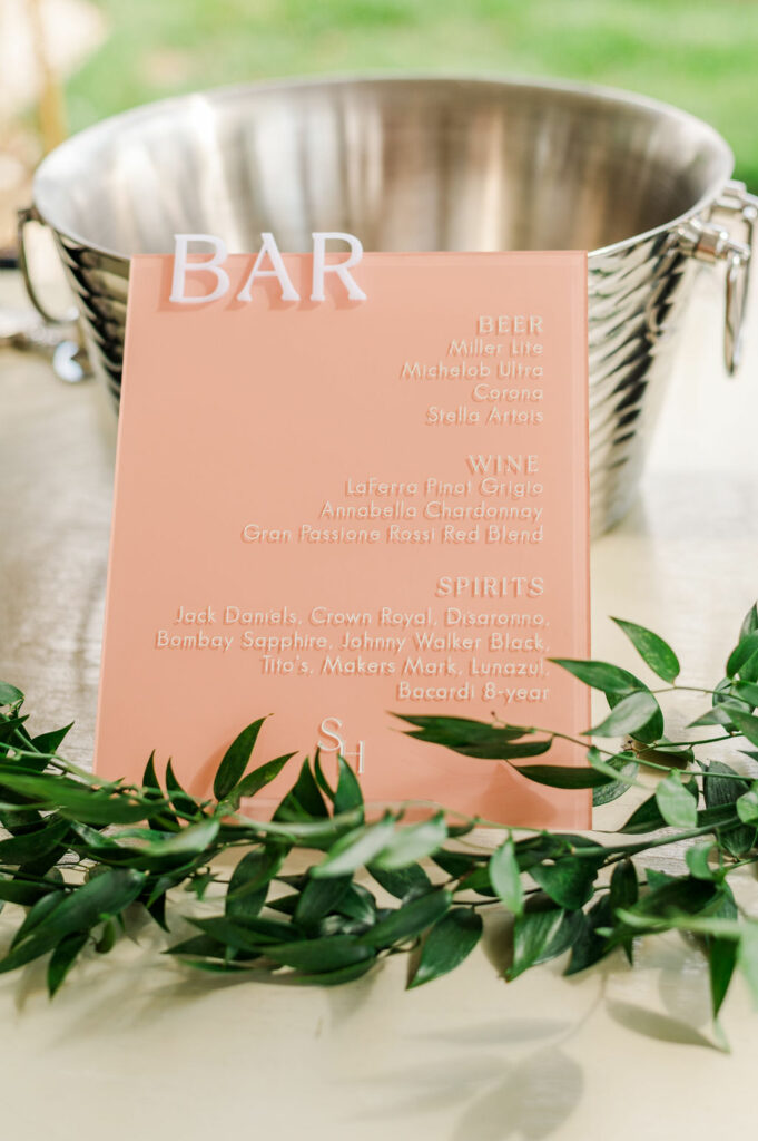 custom wedding bar menu