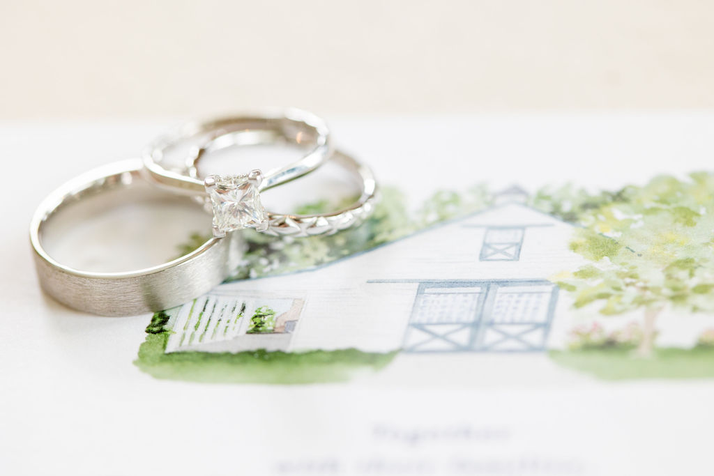 custom wedding venue illustration invitation suite
