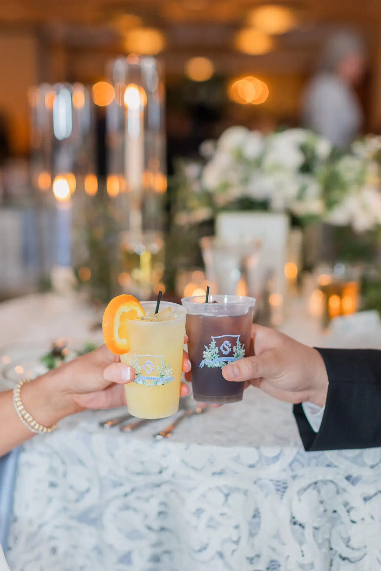 wedding crest bar cups