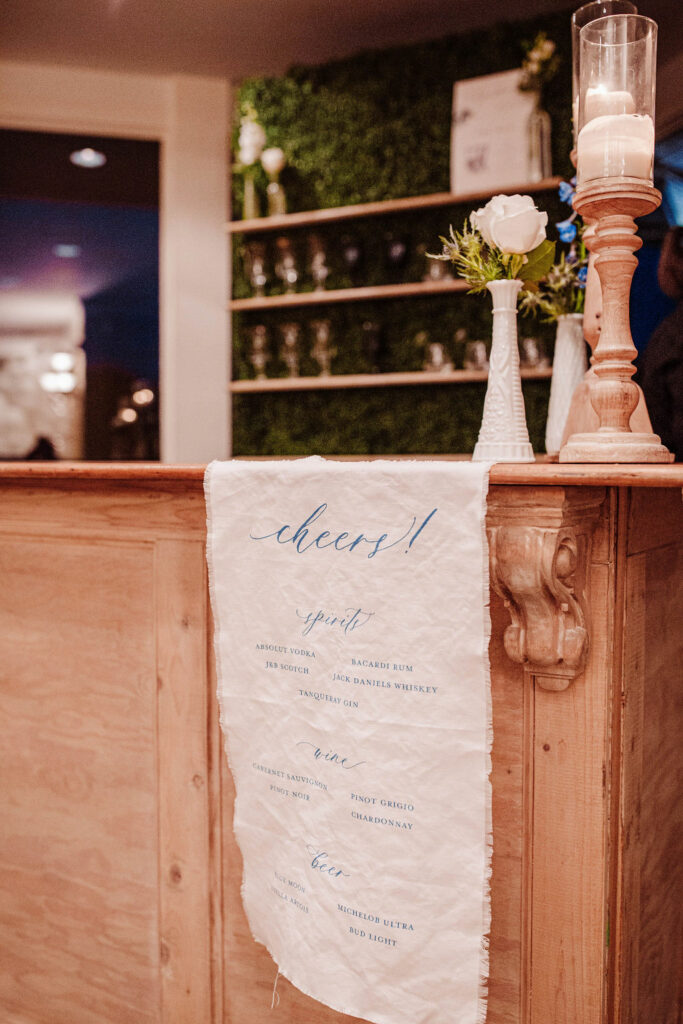 fabric wedding bar menu