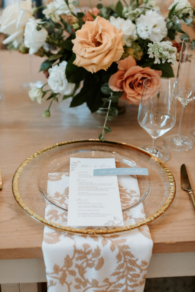 blue and terracotta wedding