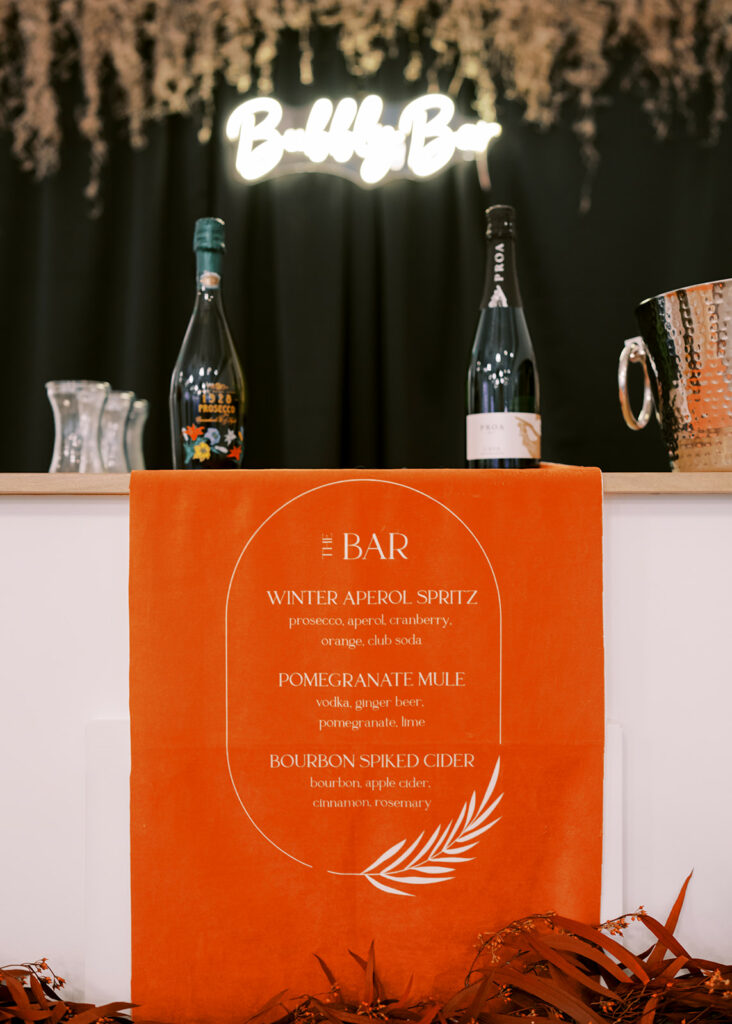 fabric wedding bar menu