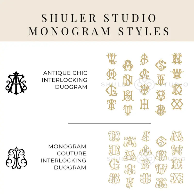 frosted cup monogram style examples for cup in gold on a white background