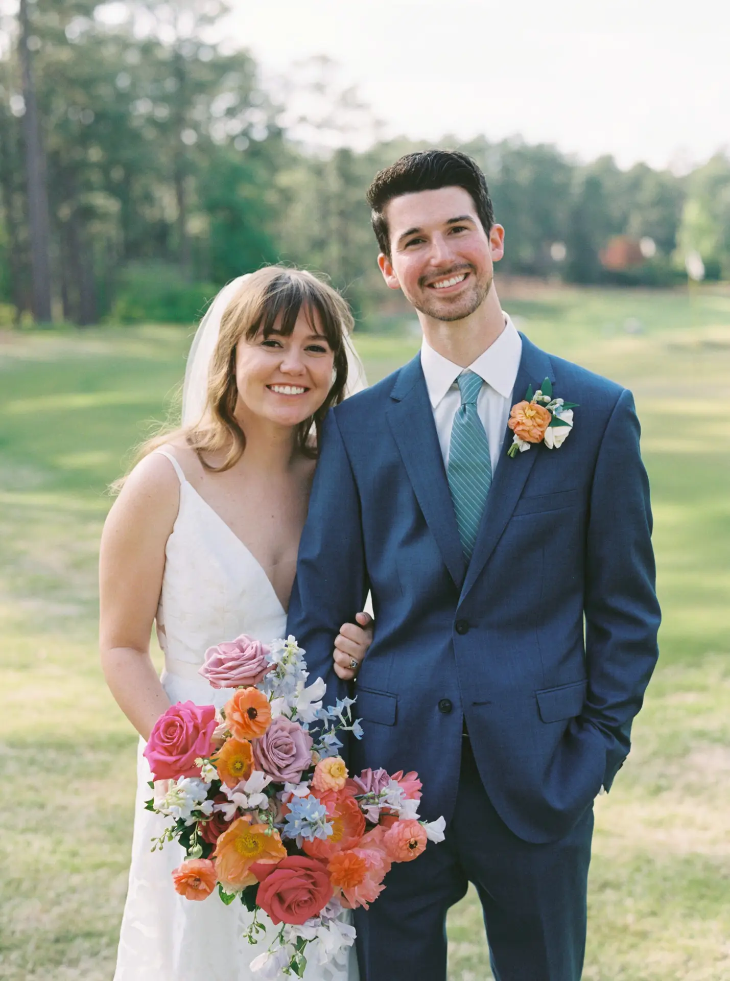 bride and groom portrait for spring wedding