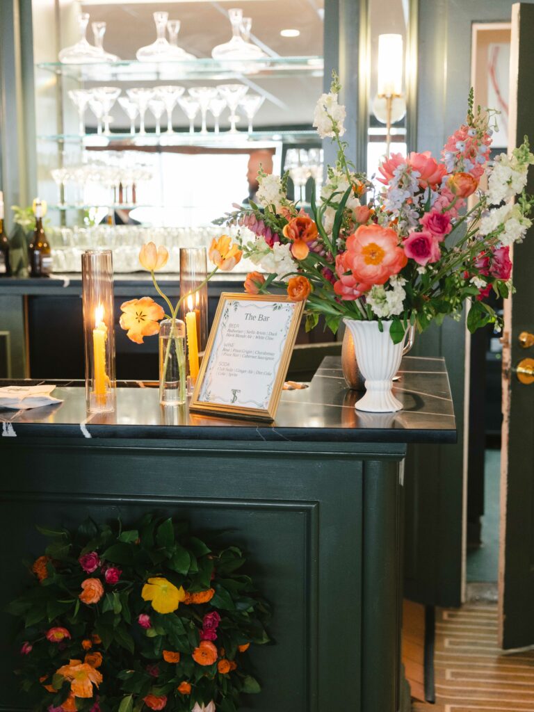 colorful bar for spring wedding