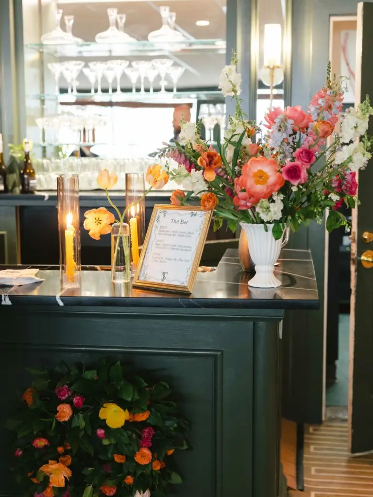 colorful bar for spring wedding