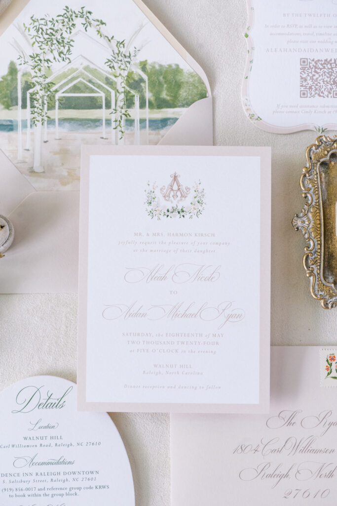 classic and timeless wedding invitation suite