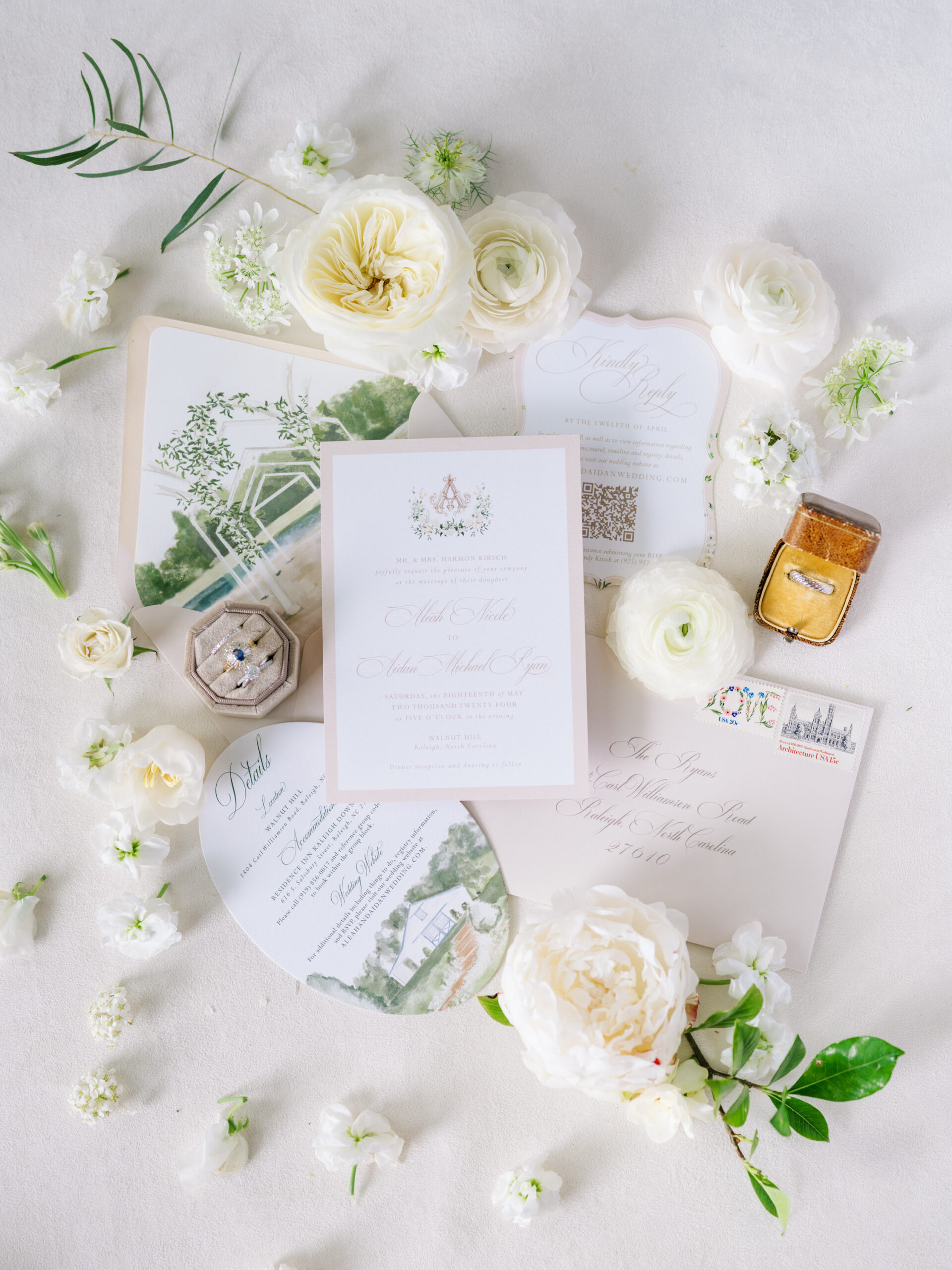 classic and timeless wedding invitation suite