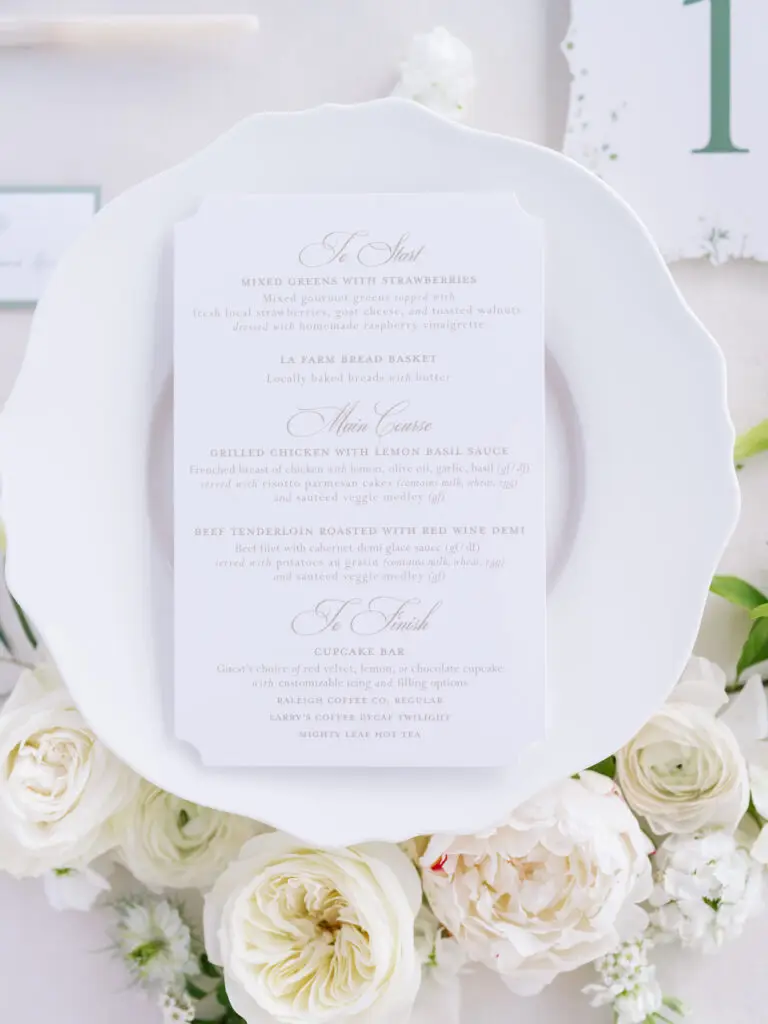 wedding dinner menu