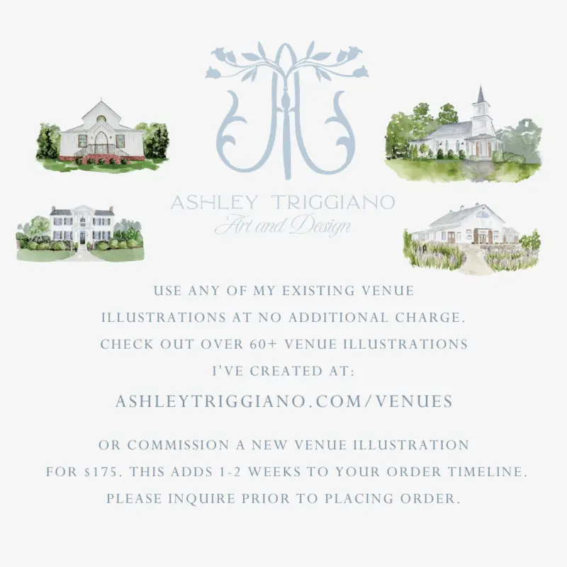 wedding venue illustrations with viewing instructions