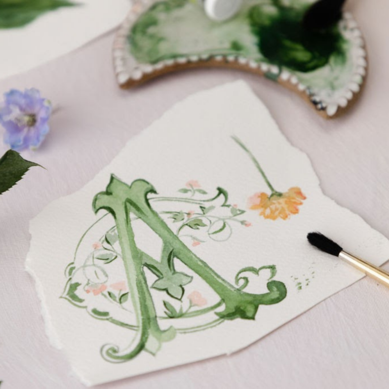 Shuler Studio Watercolor Monogram Crest