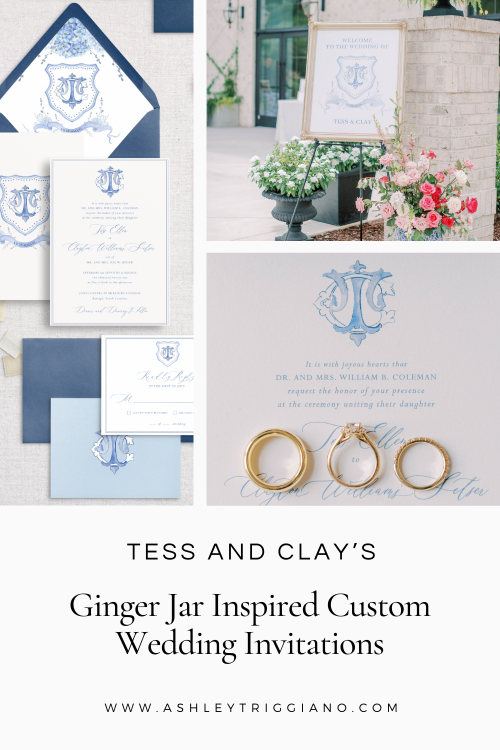 Hand painted Ginger Jar Inspired Custom Wedding Invitations by Ashley Triggiano